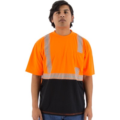 High Visibility Orange Short Sleeve Shirt with Reflective Chainsaw Striping, ANSI 2, Type R