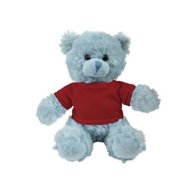 soft plush Blue Curly Sitting Bear with t-shirt