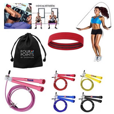 Kidder Booty Exercise Band + Jump Rope (Red)