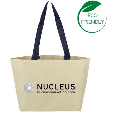 Fresh Market Canvas Tote Bag - Natural Beige/Navy Blue