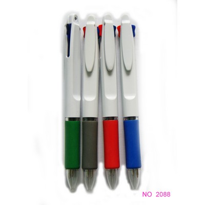 2 Ink Color Flat Barrel Ballpoint Pen w/Vinyl Grip