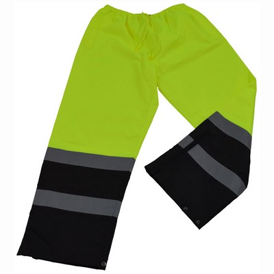 ANSI/ISEA 107-2015 LIME/Black Class E Waterproof Draw String Rain Pants