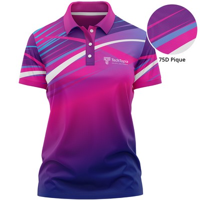 Women's 75D Pique Full Color Sublimation Polo