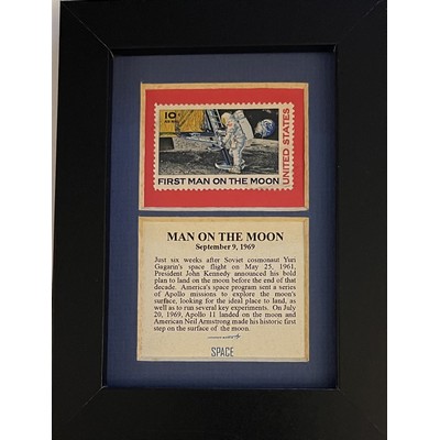 Framed Stamp Gift/Award Celebrating the First Man on the Moon