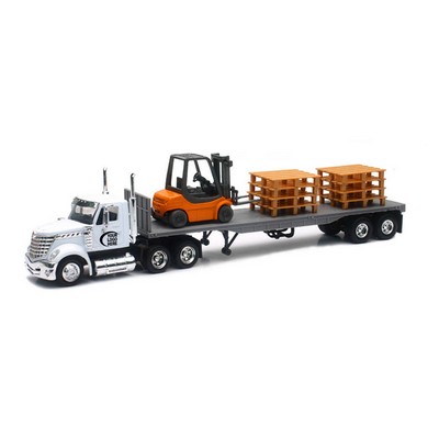 1:43 Scale International Lonestar Flatbed W/ Forklift & Pallets (u)