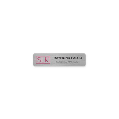 Printed Rectangle Metal Name Badge PIN Fastener - Extra Small (XS) 0.50" x 2.0"