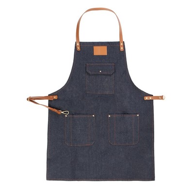 Personalized Cross Back Denim Leather Apron