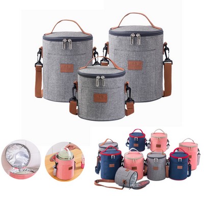 Custom Portable Cylindrical Thick Insulated Lunch Bag