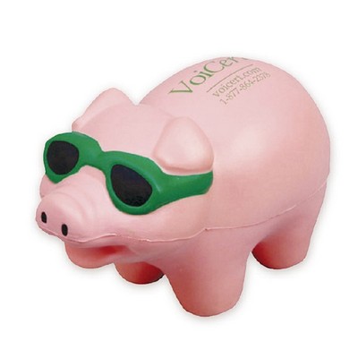 Custom Pig Shaped Stress Reliever w/Glasses