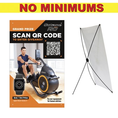 X-Large X-Stand w/ 13 Oz. Economy Vinyl Banner & Stand. Full Color, No Minimum