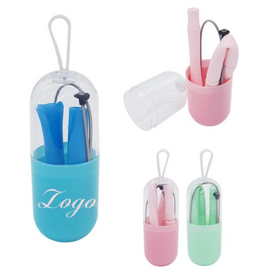 Silicone Straw With Capsule Case