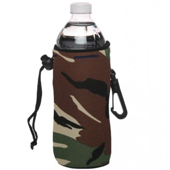 Camo Neoprene Drawstring Water & Beer Bottle Cooler