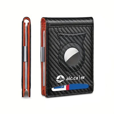 Slim RFID Wallet w/ Money Clip + Airtag Holder