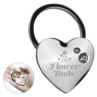 Metal Heart Shaped Double Crystal Key Chain