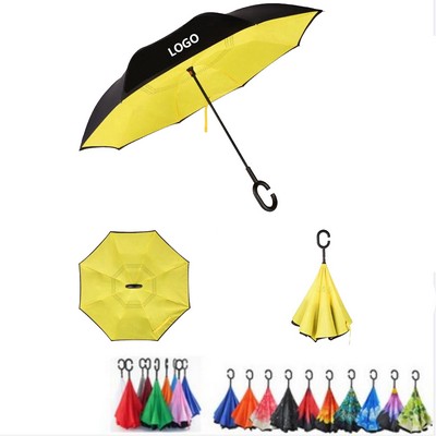 Reversible Inverted Umbrella With C-Shape Handle