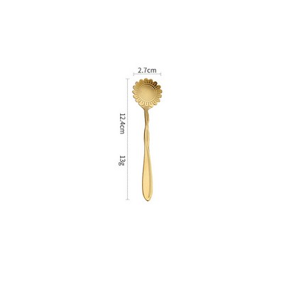 4.88 Inch Gold Sunflower Shape Stainless Steel Coffee Spoon