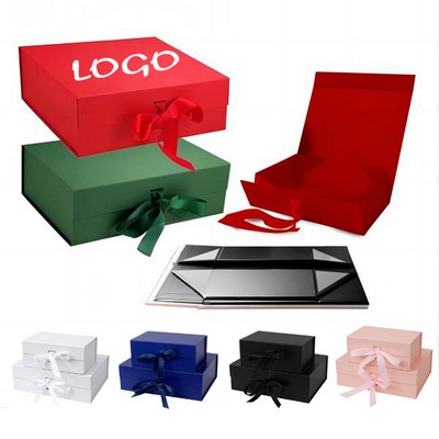 Collapsible Magnetic Gift Box With Ribbon