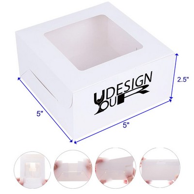 5 x 5 x 2.5 Inches Cupcake Container Cookies Pastry Donut Candy Dessert Bakery Box with Clear Window