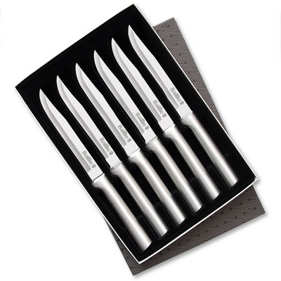 Six Utility/Steak Knives Gift Set w/Silver Handle