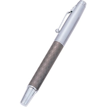 Gun Metal Gray Roller Ball Pen w/Checkered Barrel