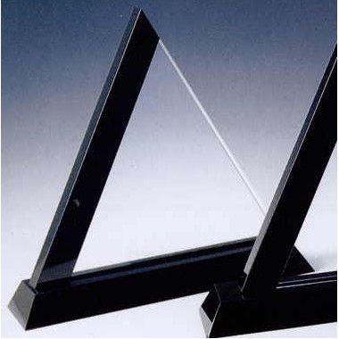 Black Optic Crystal Triangle Award w/Base