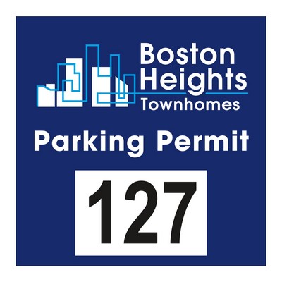 Outside Parking Permit | Square | 3" x 3" | White Vinyl