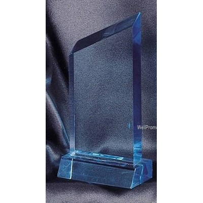 Sapphire Medium Wedge Blue Acrylic Award w/ Base - 3"x7 3/4"