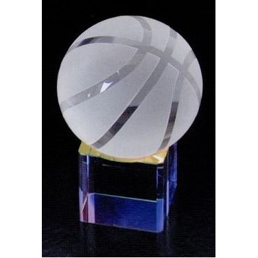 4" Crystal Basketball with Rainbow Base