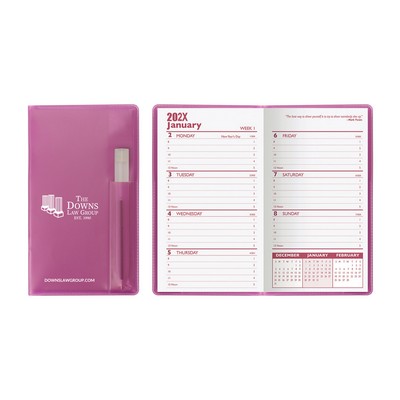 Translucent Vinyl Cover Weekly Planner with Flat Clear Pen