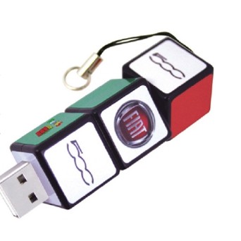 Cube USB Drive w/Split Ring