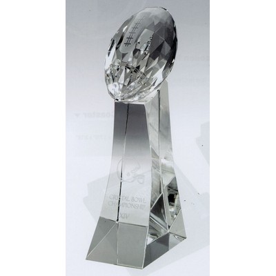 Optical Crystal Football Award w/ Tall Base