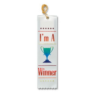 2"x8" Stock Recognition "I'm a Winner" Carded Ribbons