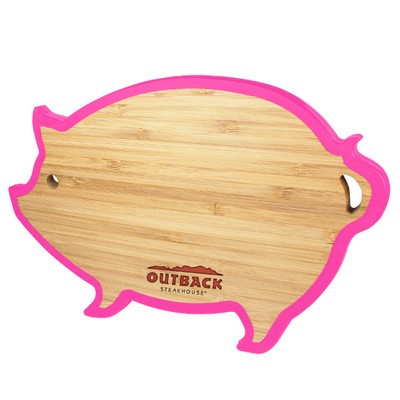 Pig Bamboo Trivet w/Silicone Edge