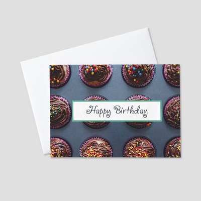 Colorful Cupcakes Birthday Greeting Card