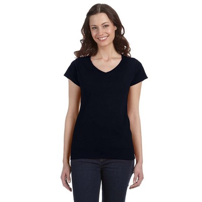 G64VL Gildan Softstyle Ladies' 4.5 oz Junior Fit V-Neck T-Shirt