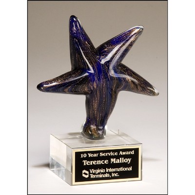 Blue Art Glass Star (5 1/8"x6 7/8")