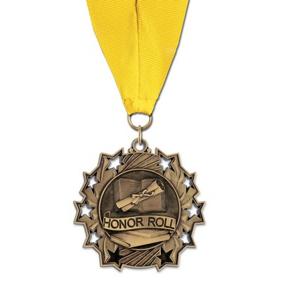 2 1/4" Honor Roll TS Medal w/ Grosgrain Neck Ribbon