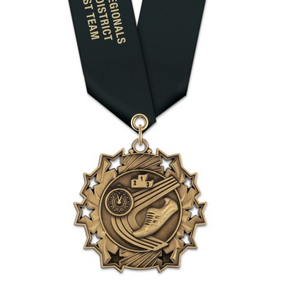 2 1/4" Track TS Medal w/ Satin Neck Ribbon