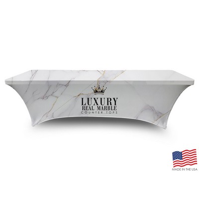 8' Premium PolyKnit™ Fitted Stretch Style Table Cover w/Full Dye Sub Logo (96"x30"x29")