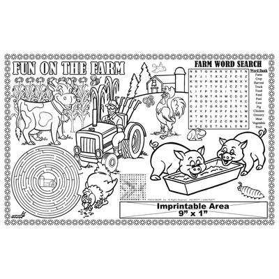 Fun on the Farm - Imprintable Colorable Placemat