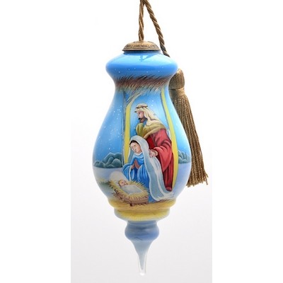 Baby Jesus Is Born Glass Ornament