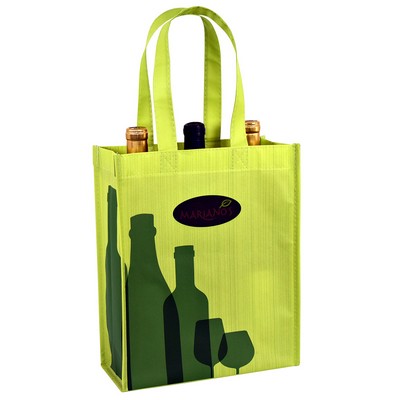 Custom 120g Laminated Non-Woven 3-Bottle Wine Bag 9.5"x12"x4.75"