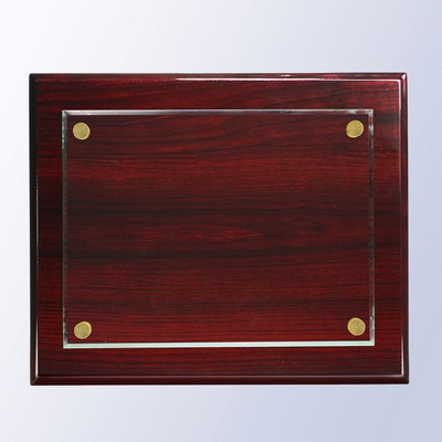 Rosewood Premium Piano Finish Plaque, Medium (Wood 12"x9" - Glass 10"x7")