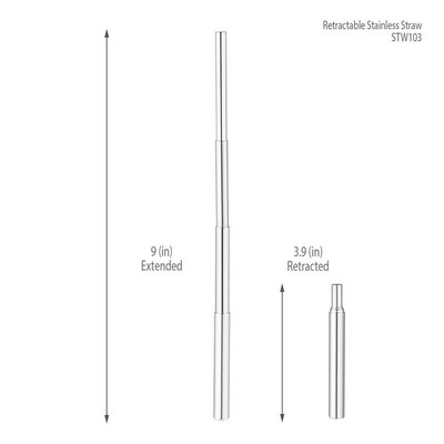 Stainless Steel Reusable Telescope Straw (9" x 0.25"in)