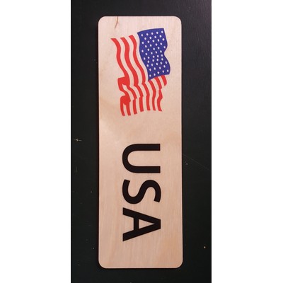 2" x 5.75" - Waving American Flag Hardwood Bookmarks