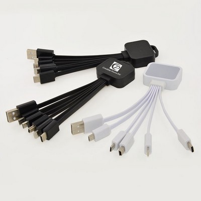 Multi Phone Charging Cable 5 In One With Custom LED Back light LOGO