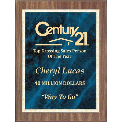 Economy Walnut Finish/Blue Marble Mist Plaque Series, 8"x10"