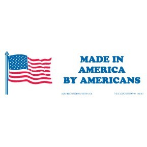 Made in America by Americans Paper Labels - 1" x 3"