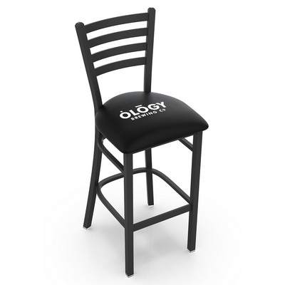 30" Ladder Back Style Stationary Bar Stool w/Black Finish