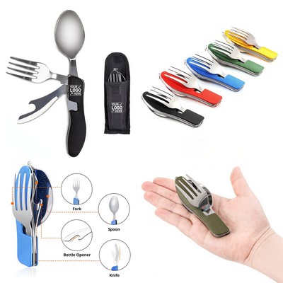 Stainless Steel Multi-Tool - 4 In 1 (Fork/Spoon/Knife/Bottle Opener)